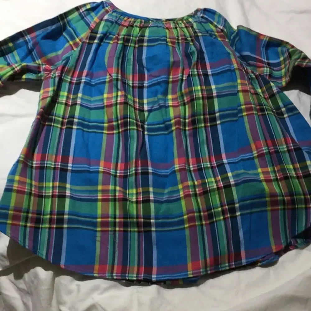 Ralph Lauren 24m turquoise plaid swing top worn 1x